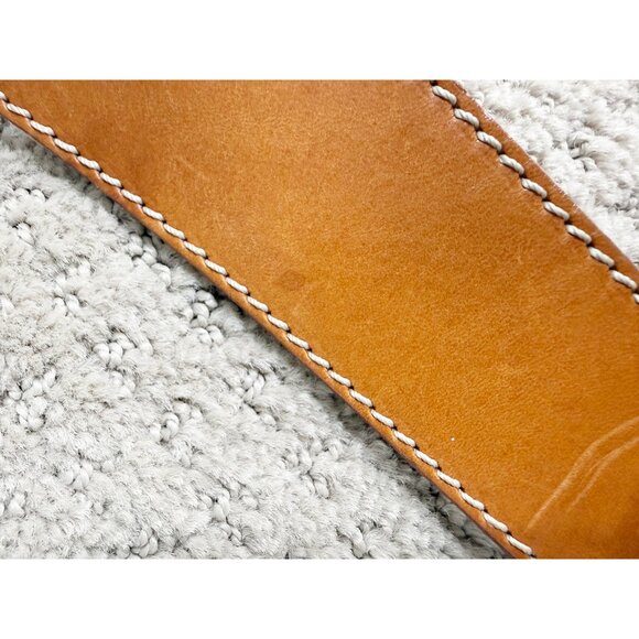 DKNY Cognac Italian Leather Belt w/ Gold-tone Hook Loop M